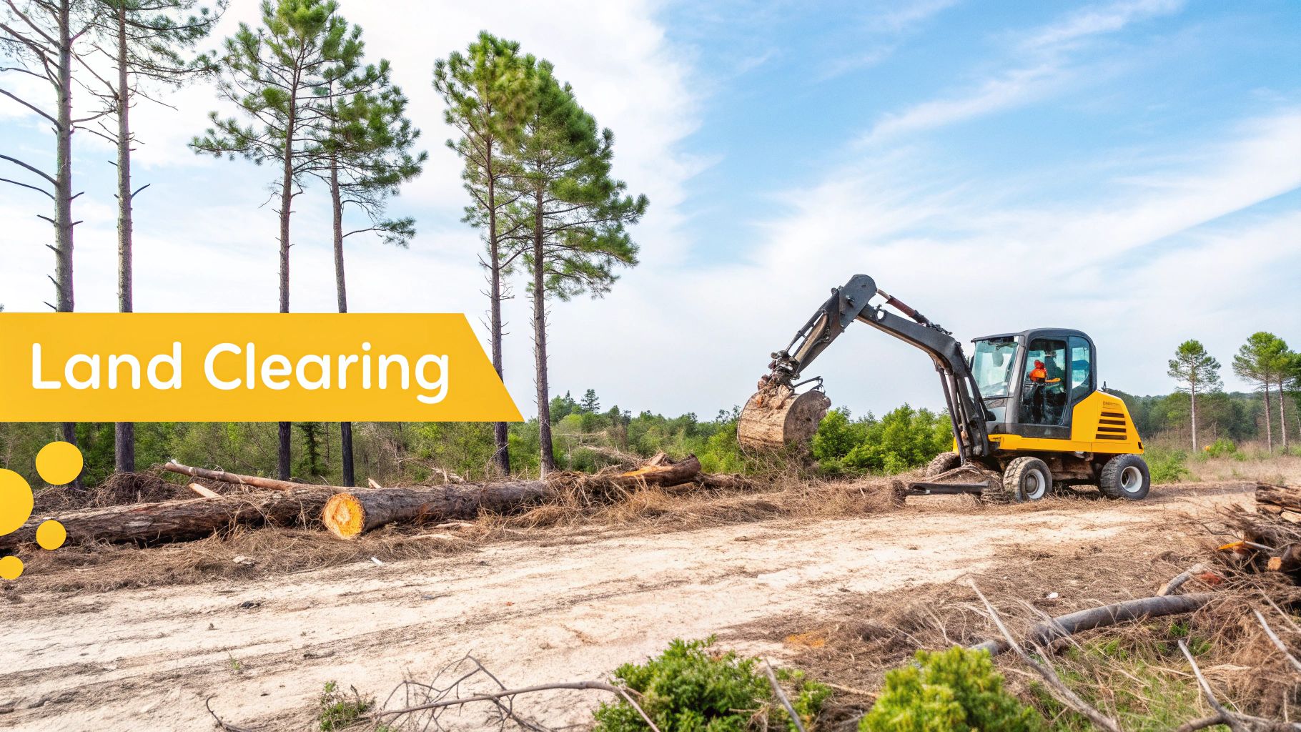 Site grading equipment shaping terrain for effective water runoff