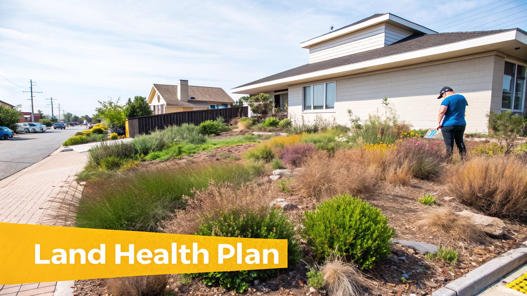 An excavator with a mulching attachment clearing dense brush and trees in a Central Florida landscape.