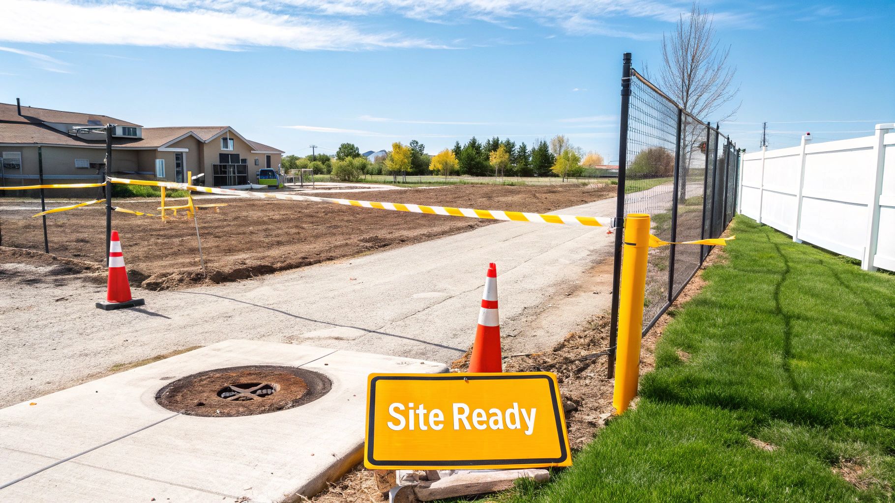 Land after a brush removal service, showing a clean, mulched surface.