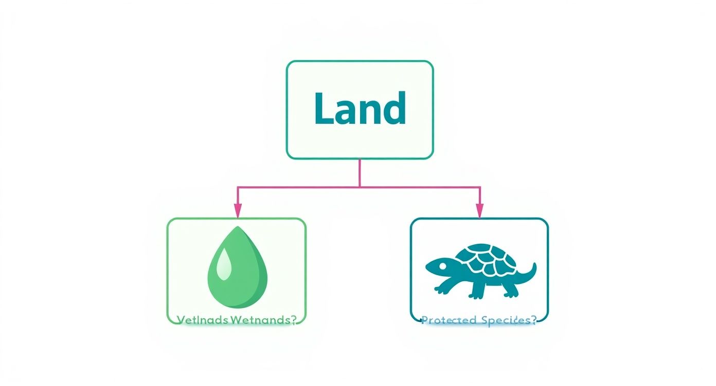 Infographic decision tree for land clearing permits in Florida.