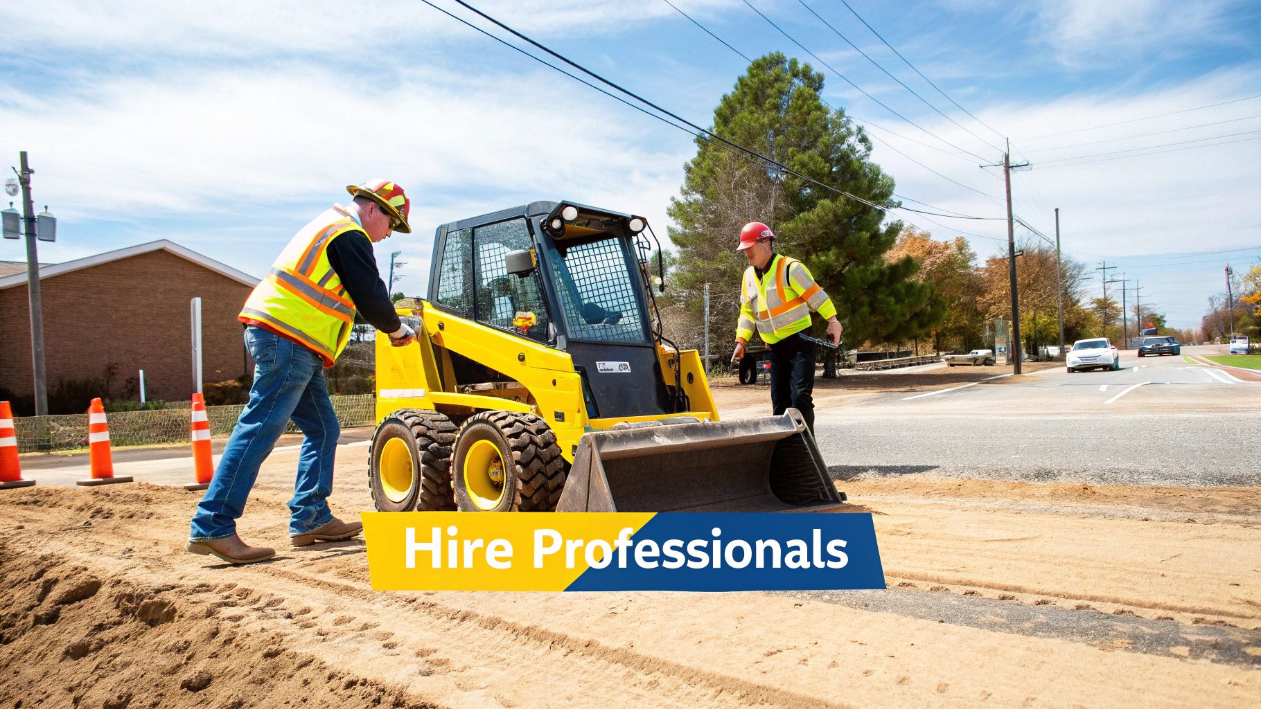 A professional clearing dense brush with heavy machinery, highlighting the efficiency of professional brush removal services.