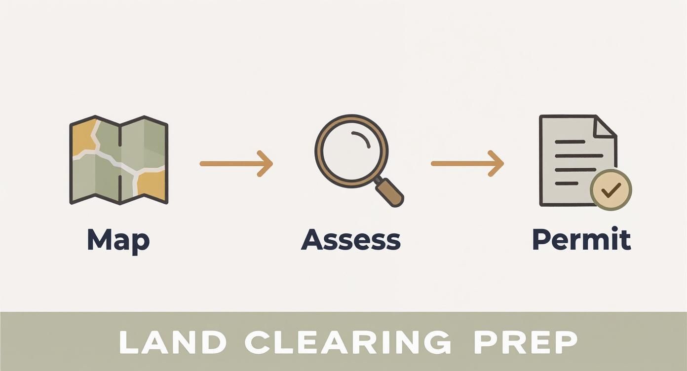 Infographic about how to clear land without heavy equipment