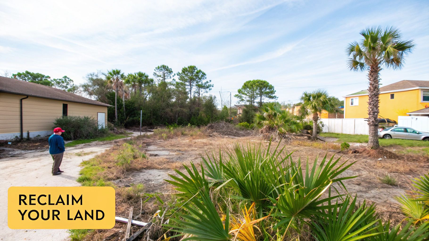 A wooded area in Central Florida needing brush removal.