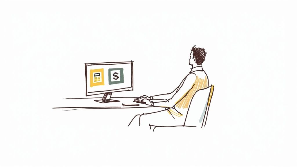 A person working on a laptop with Google Calendar and Slack logos visible, illustrating the integration of the two platforms.