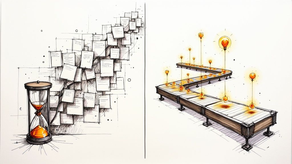 A person working on a laptop with charts and graphs indicating business business growth and lead generation.