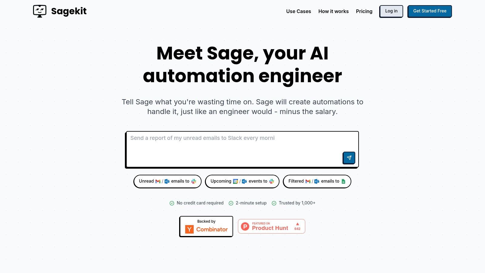 Build automations in minutes with AI | Sagekit