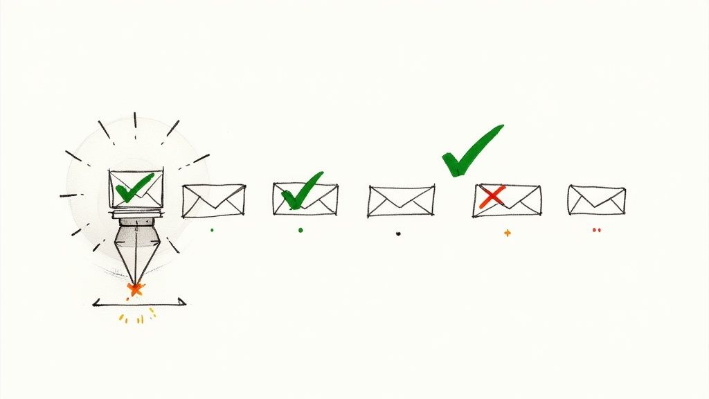 An illustration of a digital shield protecting a corporate building, symbolizing an email security gateway.