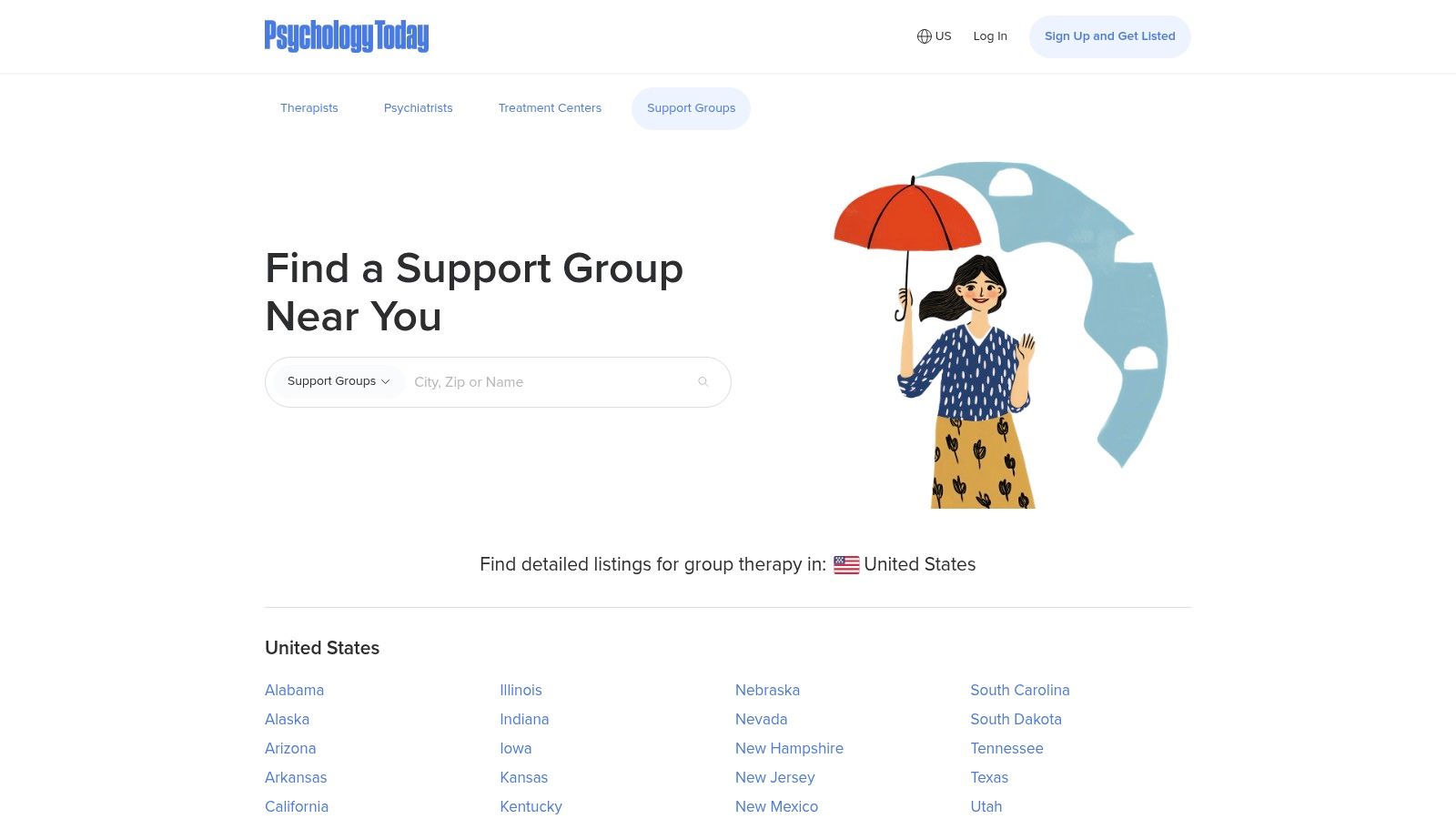 Psychology Today – Group Therapy / Support Group Directory