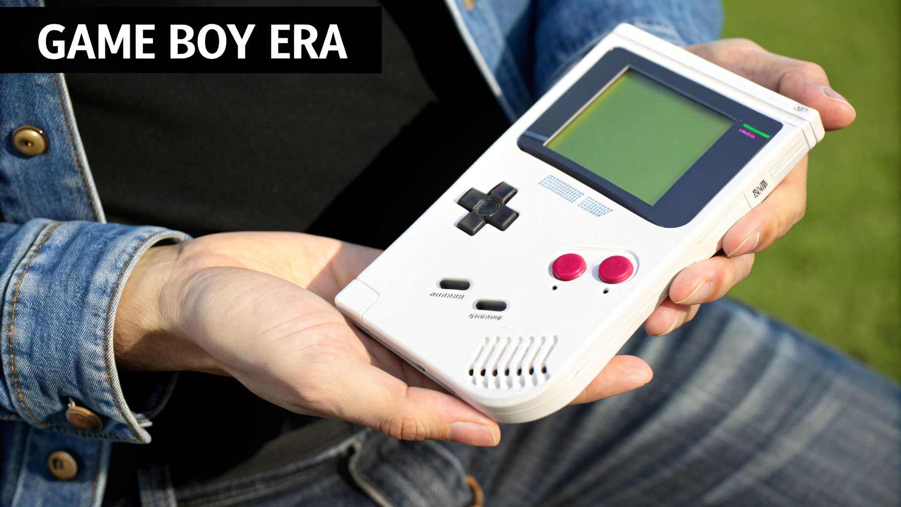 A classic Nintendo Game Boy handheld console