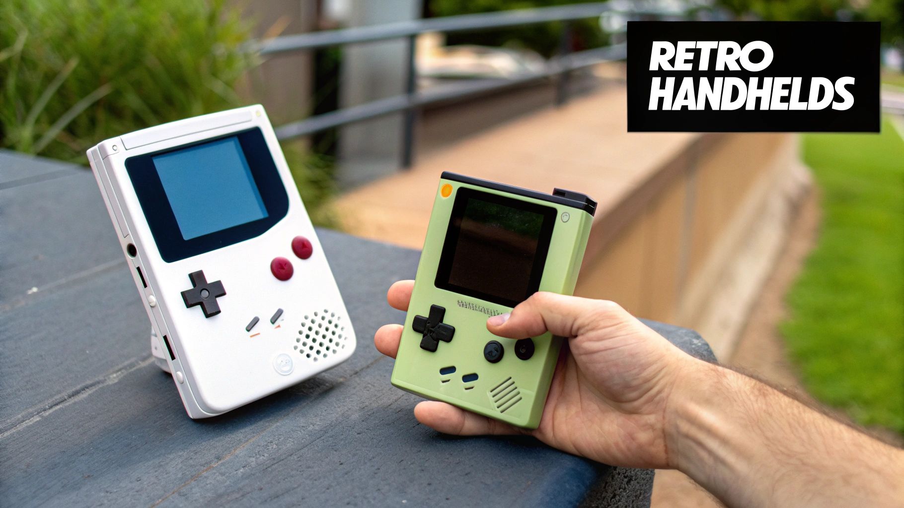 A classic Game Boy handheld console with a game cartridge.