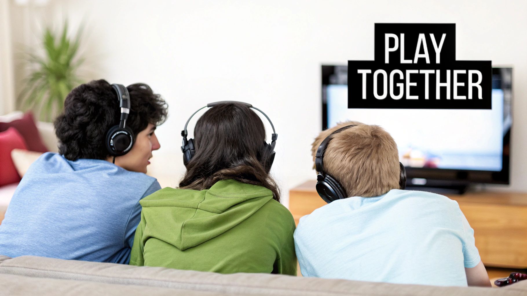 A young person gaming with a headset, looking stressed and focused on the screen.