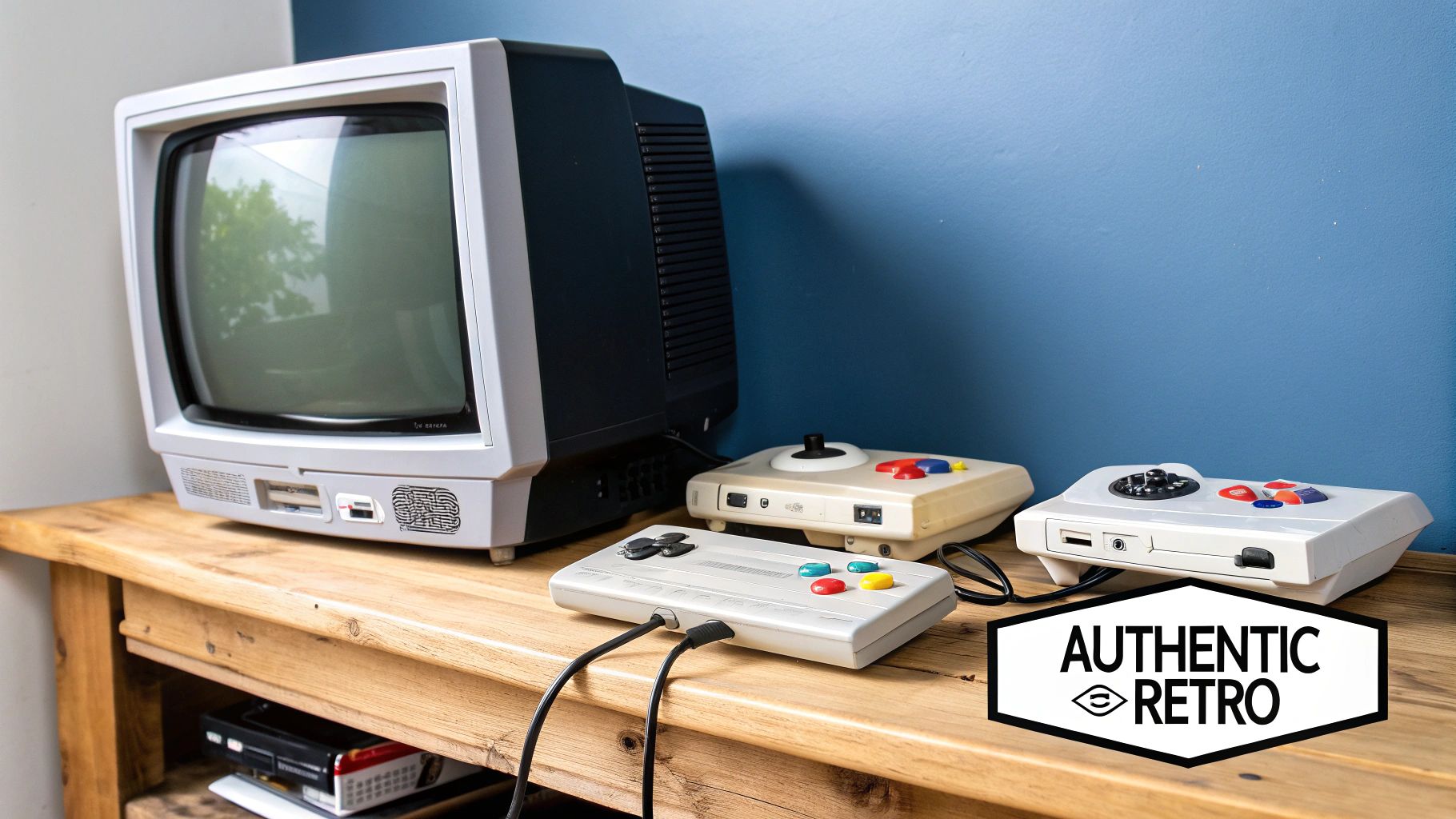 Classic CRT Monitor Setup with Original Consoles