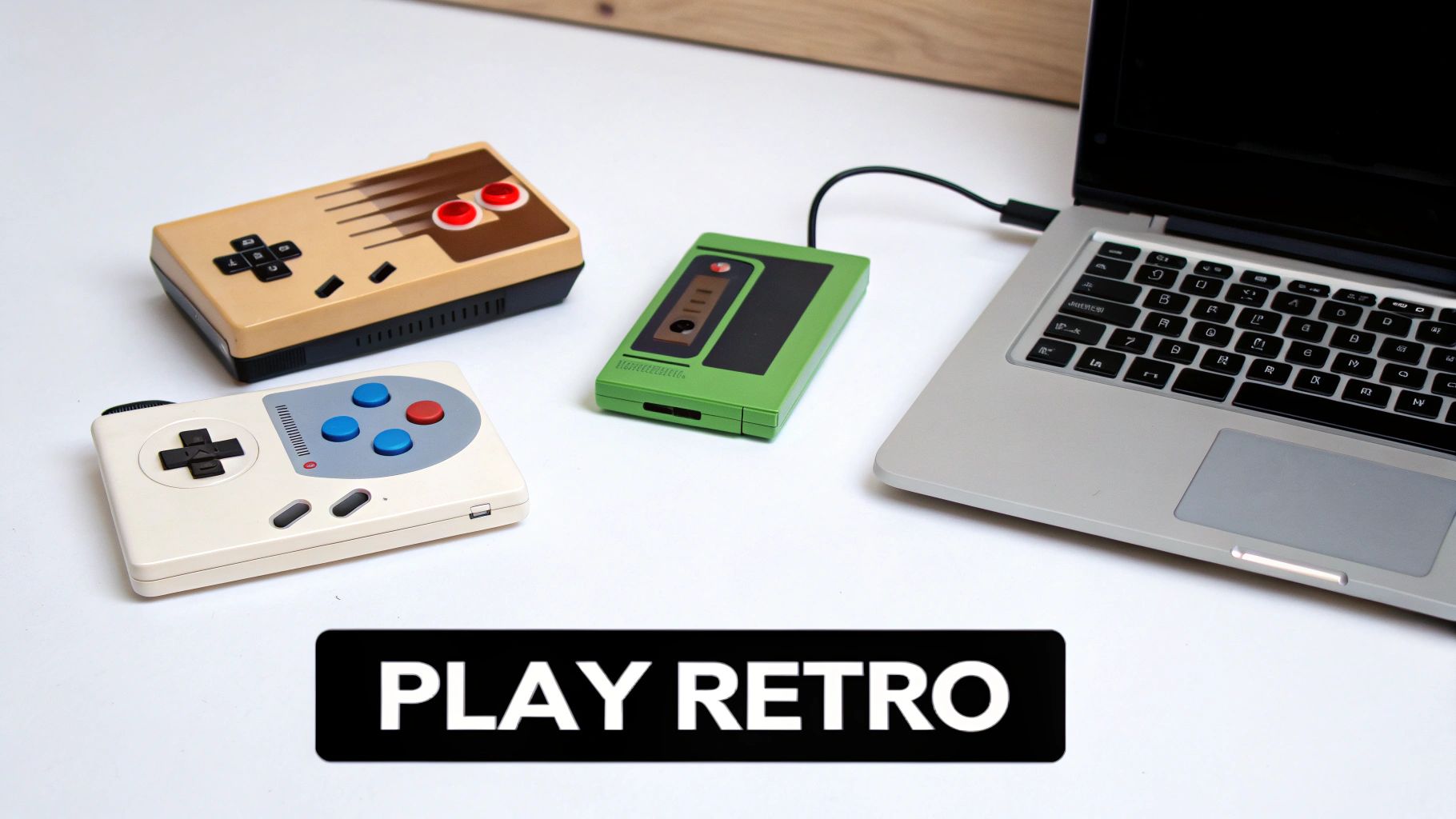 Close up of a retro gaming console controller and buttons