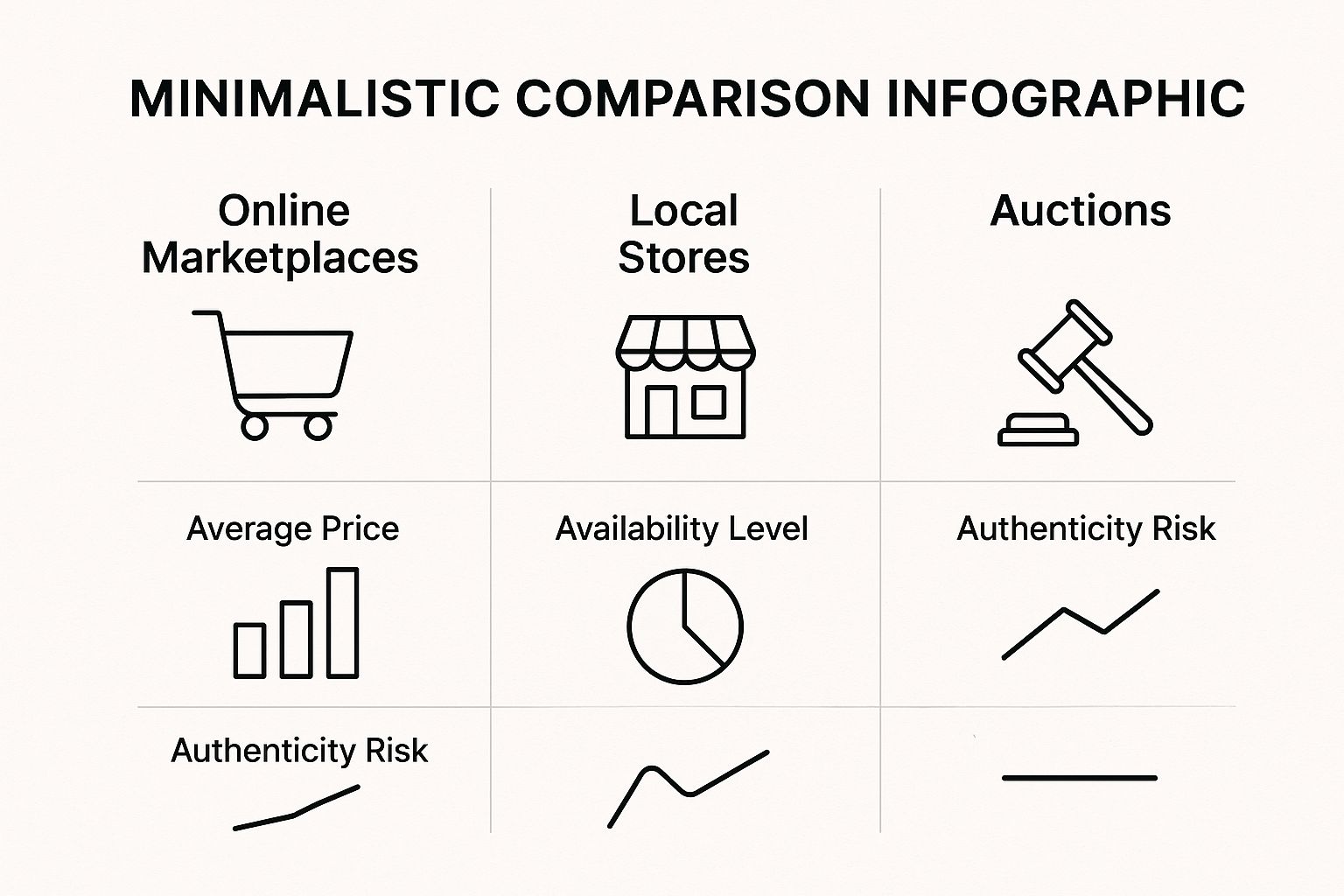 Infographic comparing online marketplaces, local stores, and auctions for retro game buying