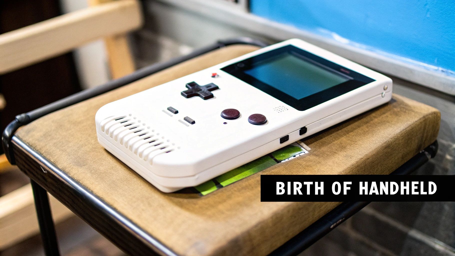 A person playing a retro handheld gaming console