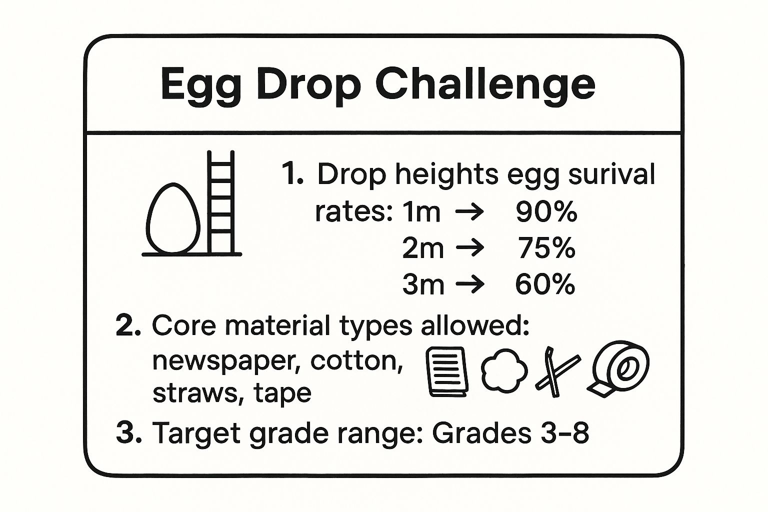 Infographic showing key data about Egg Drop Challenge