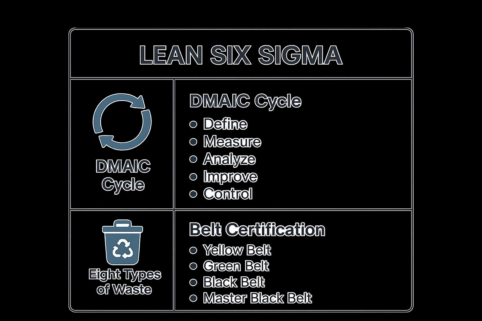 Infographic showing key data about Lean Six Sigma
