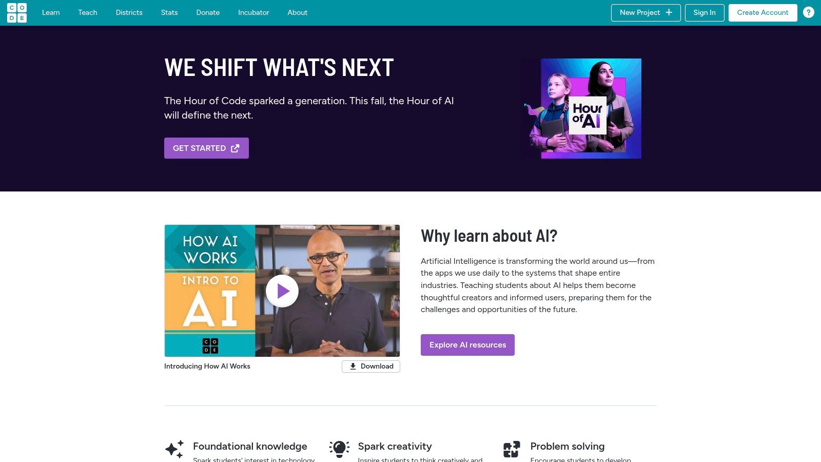 Code.org – AI and CS activities