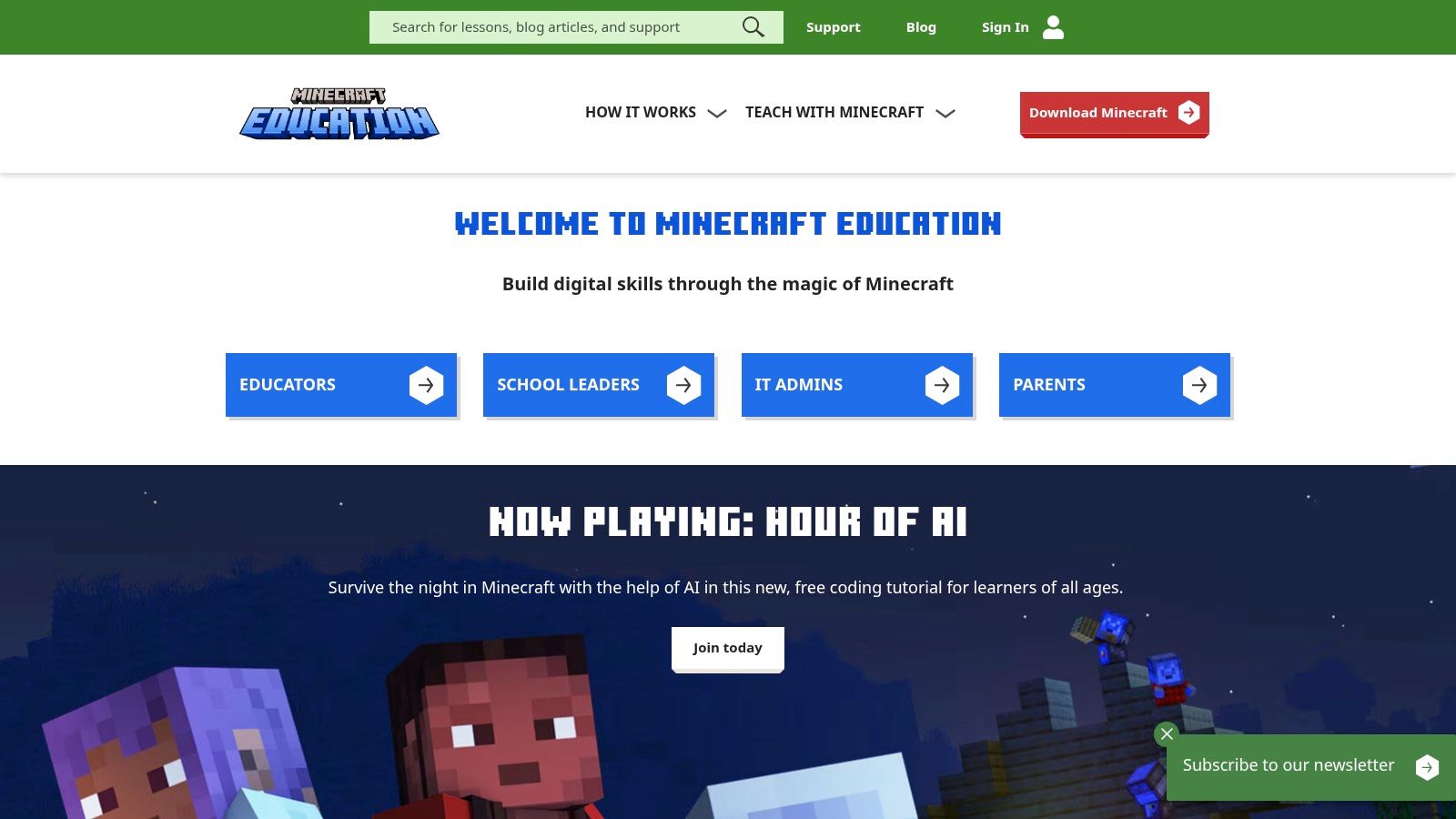 Minecraft Education – AI Foundations & Hour of AI