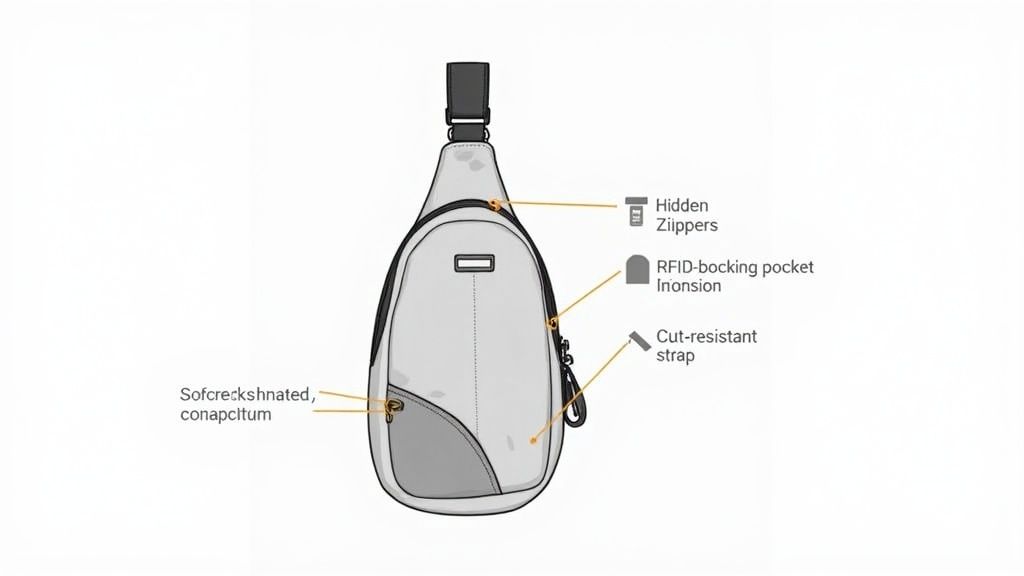Lino Perros Anti-Theft Sling Bag - Security Enhanced Model