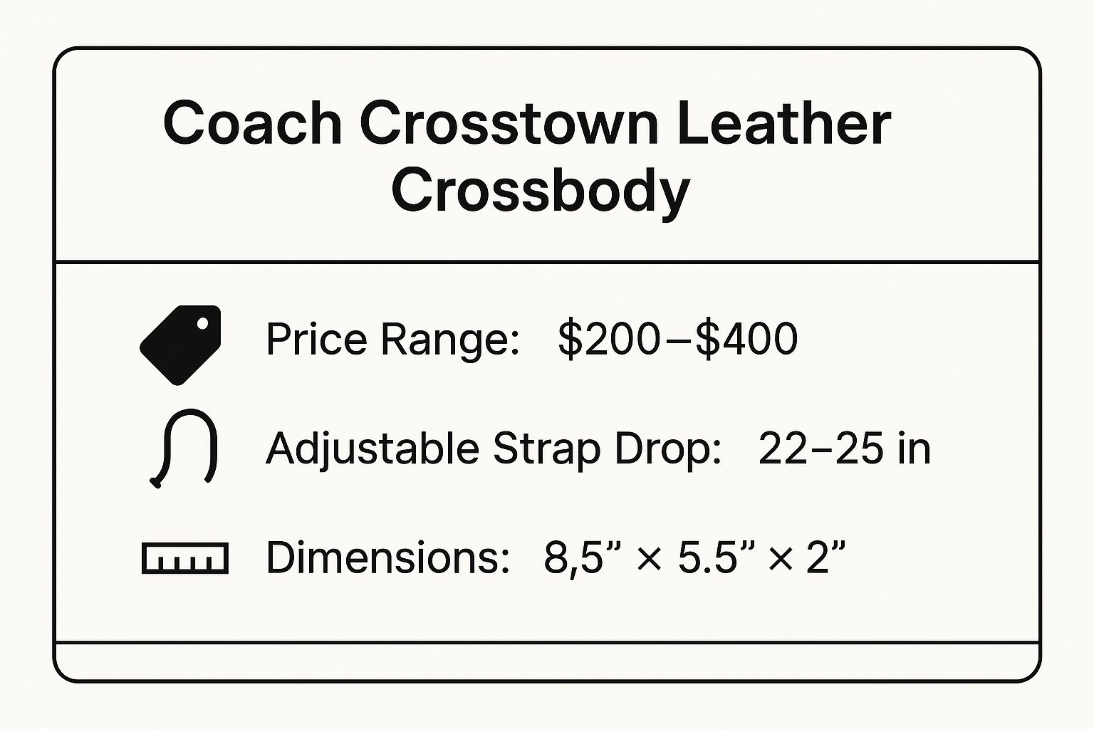 Infographic showing key data about Coach Crosstown Leather Crossbody