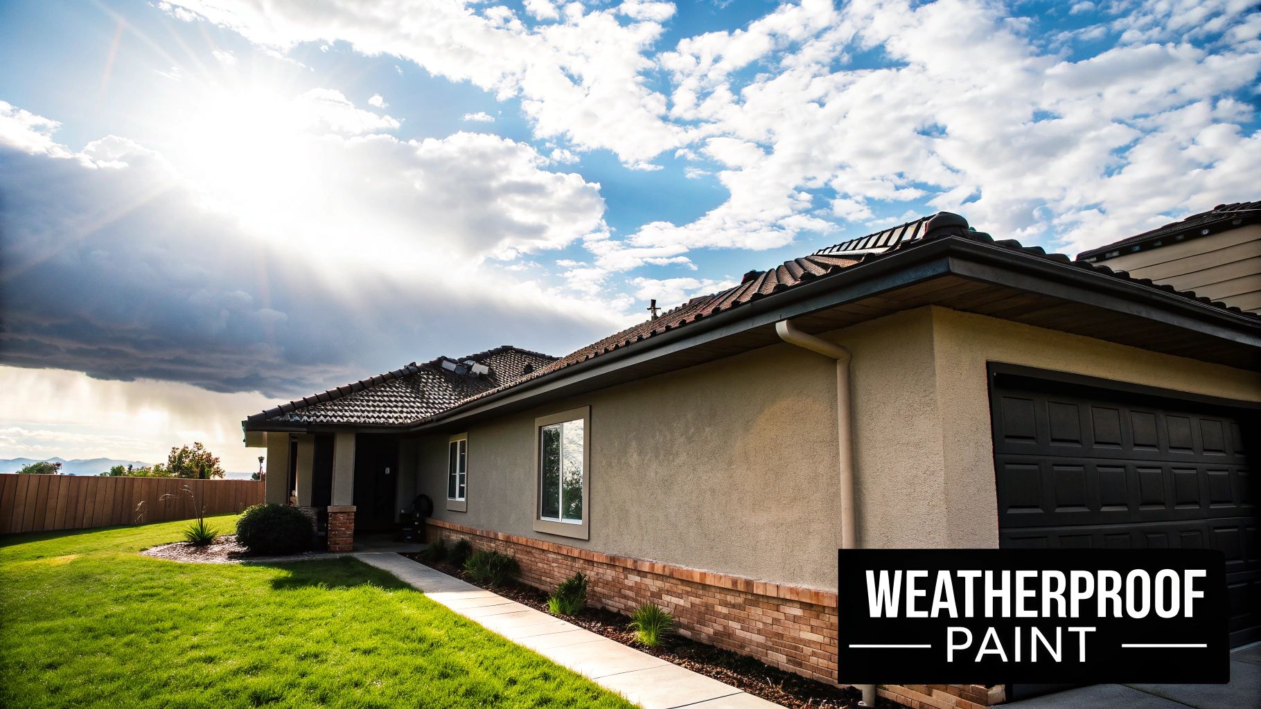 A close-up of a house exterior showing durable paint withstanding the elements.
