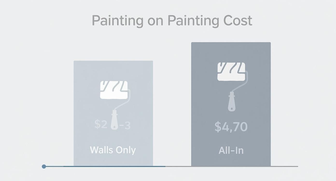 Infographic about painting cost per square foot canada