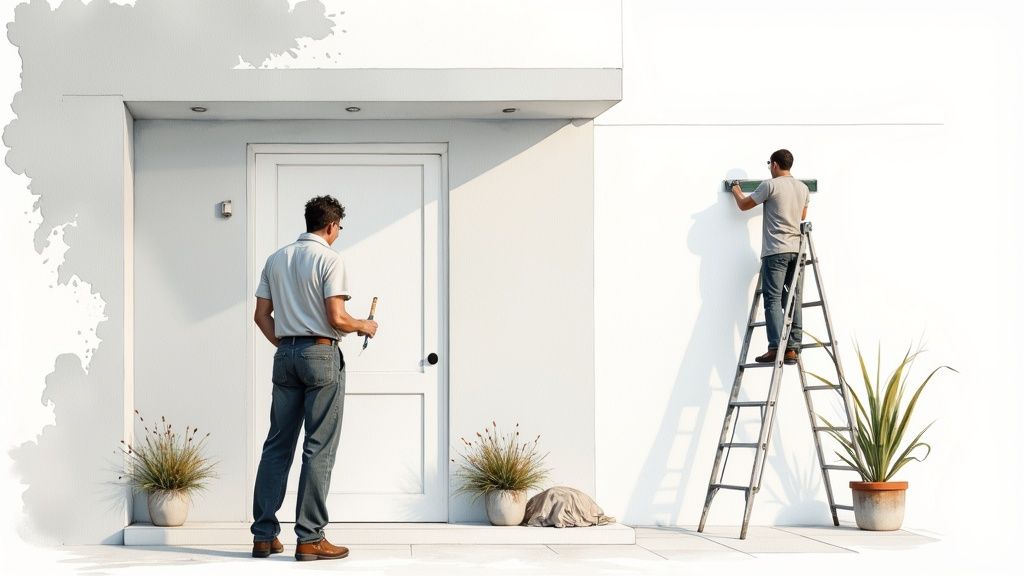 A professionally painted house exterior with crisp, clean lines and vibrant colour.