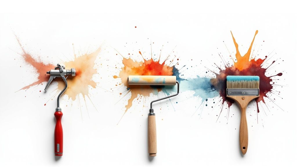 A professional applying stain to a brick wall with precision, showing the colour change.