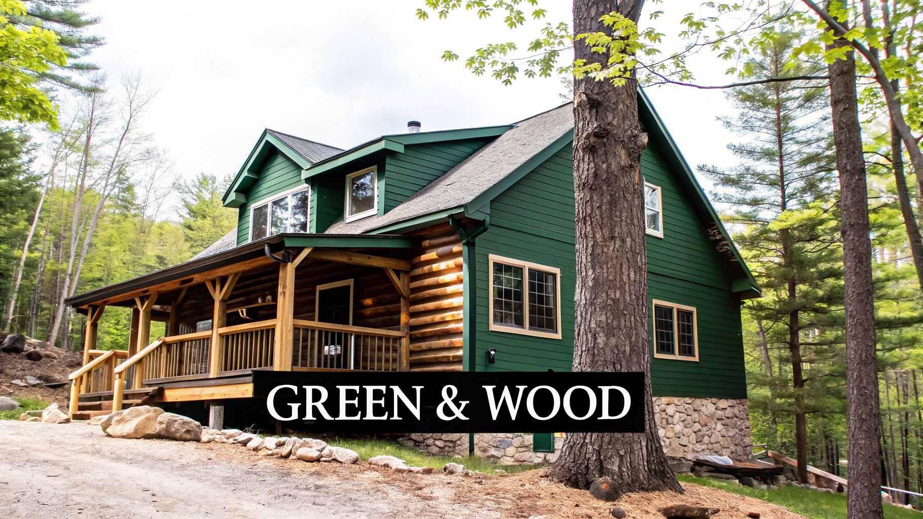 Forest Green and Natural Wood