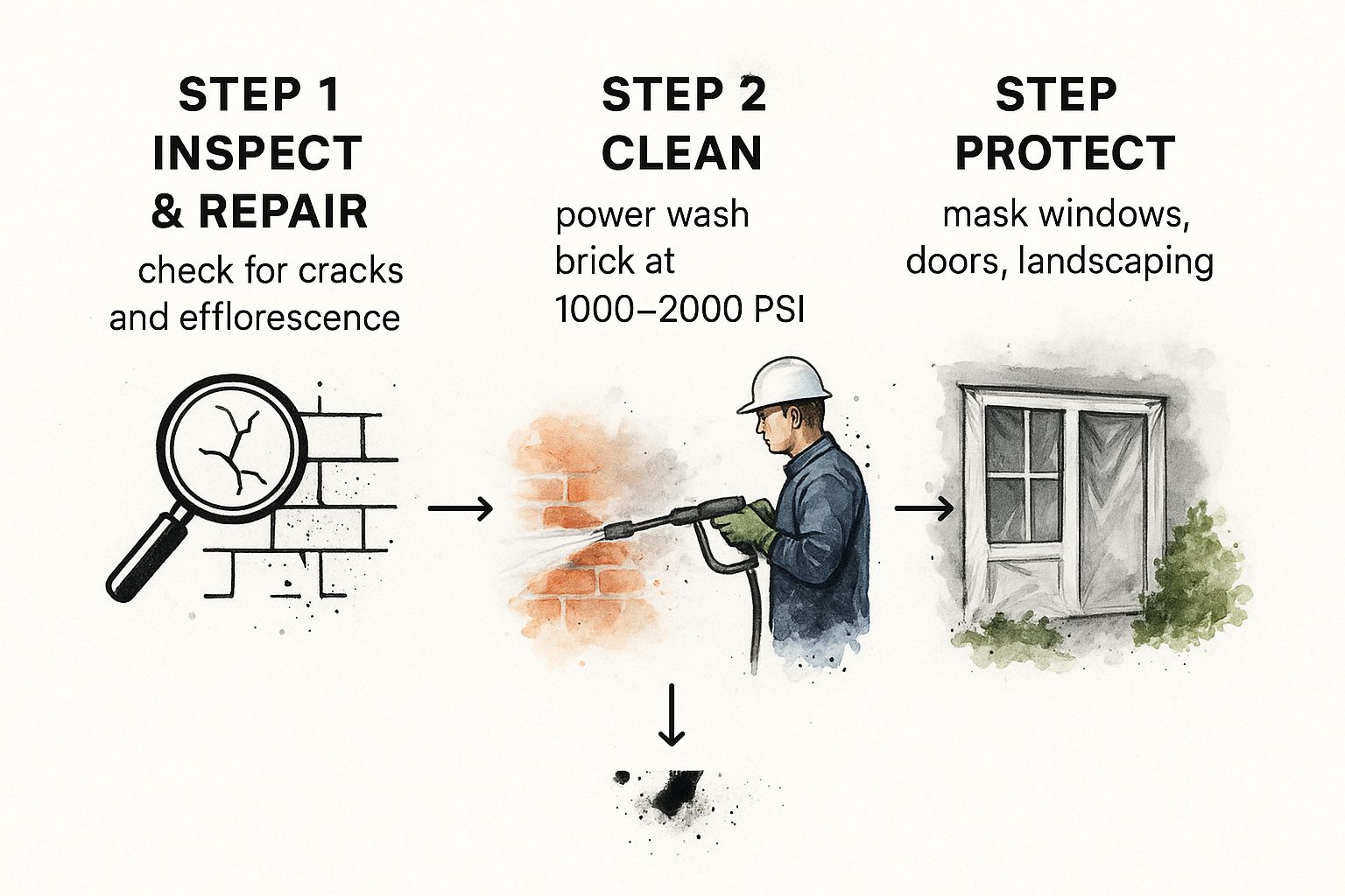 Infographic about staining brick before and after