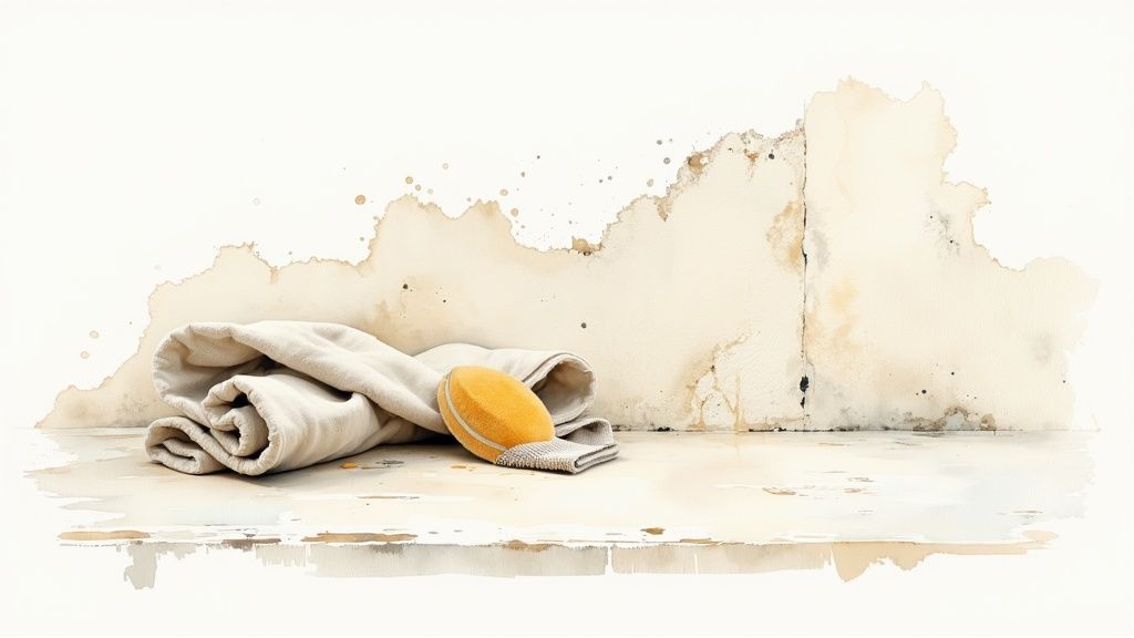 A close-up of a limewash wall showing its soft, suede-like texture and subtle colour variations.