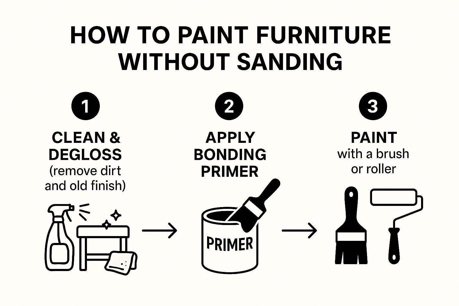 Infographic about how to paint furniture without sanding