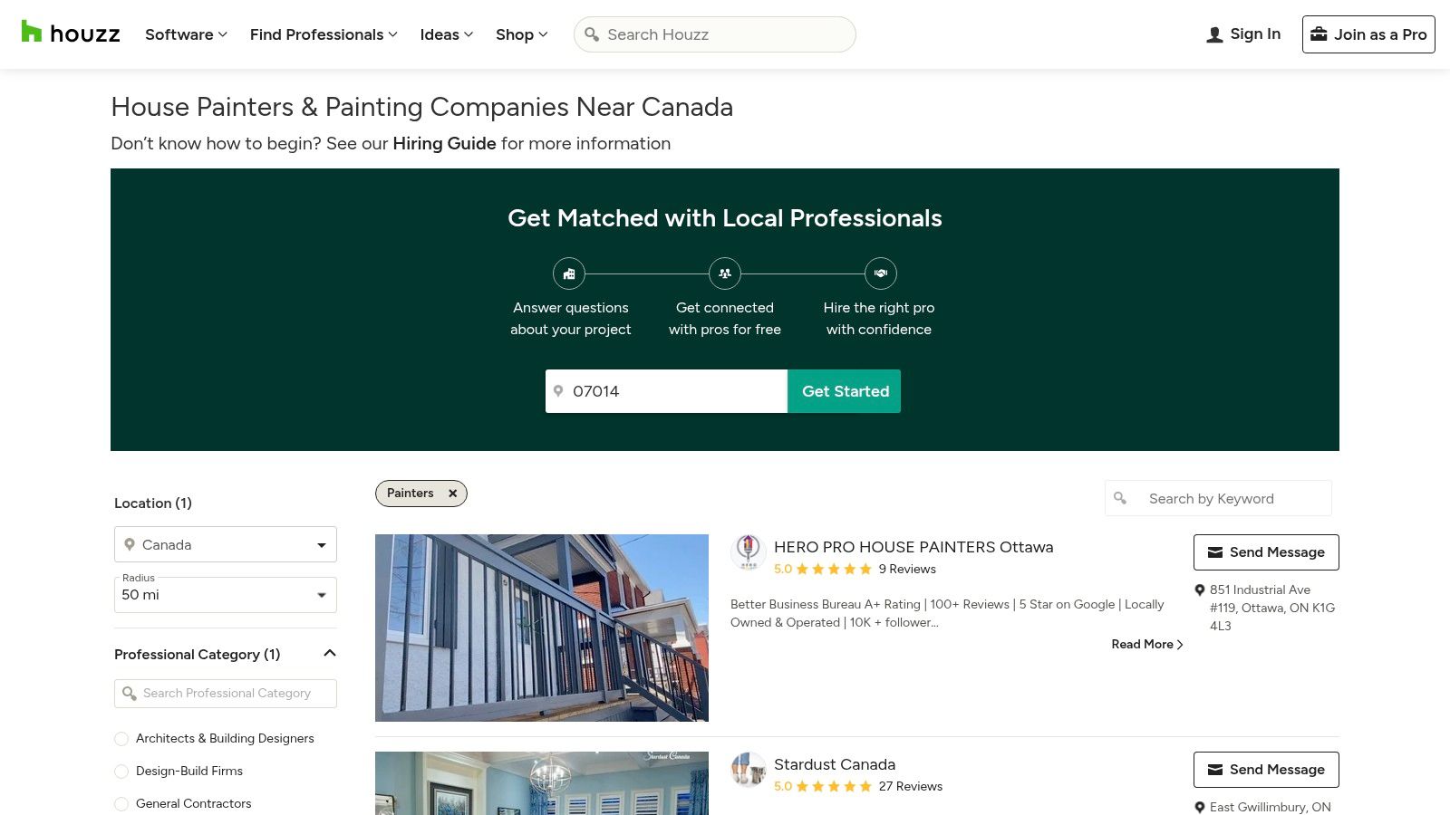 Houzz (Canada painters category)
