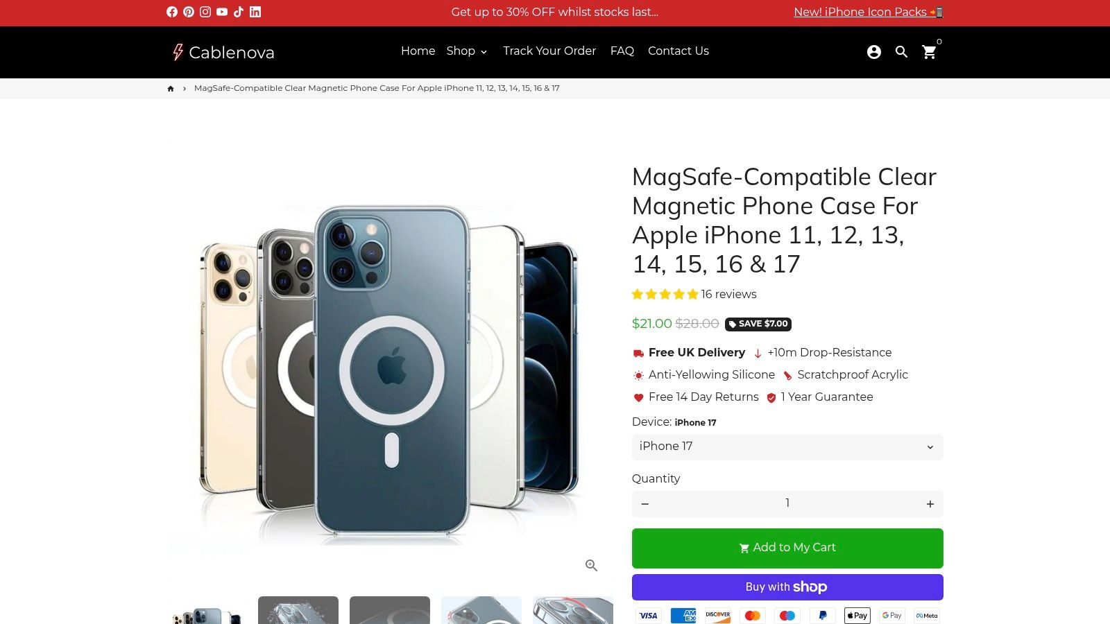 MagSafe-Compatible Clear Magnetic Phone Case For Apple iPhone
