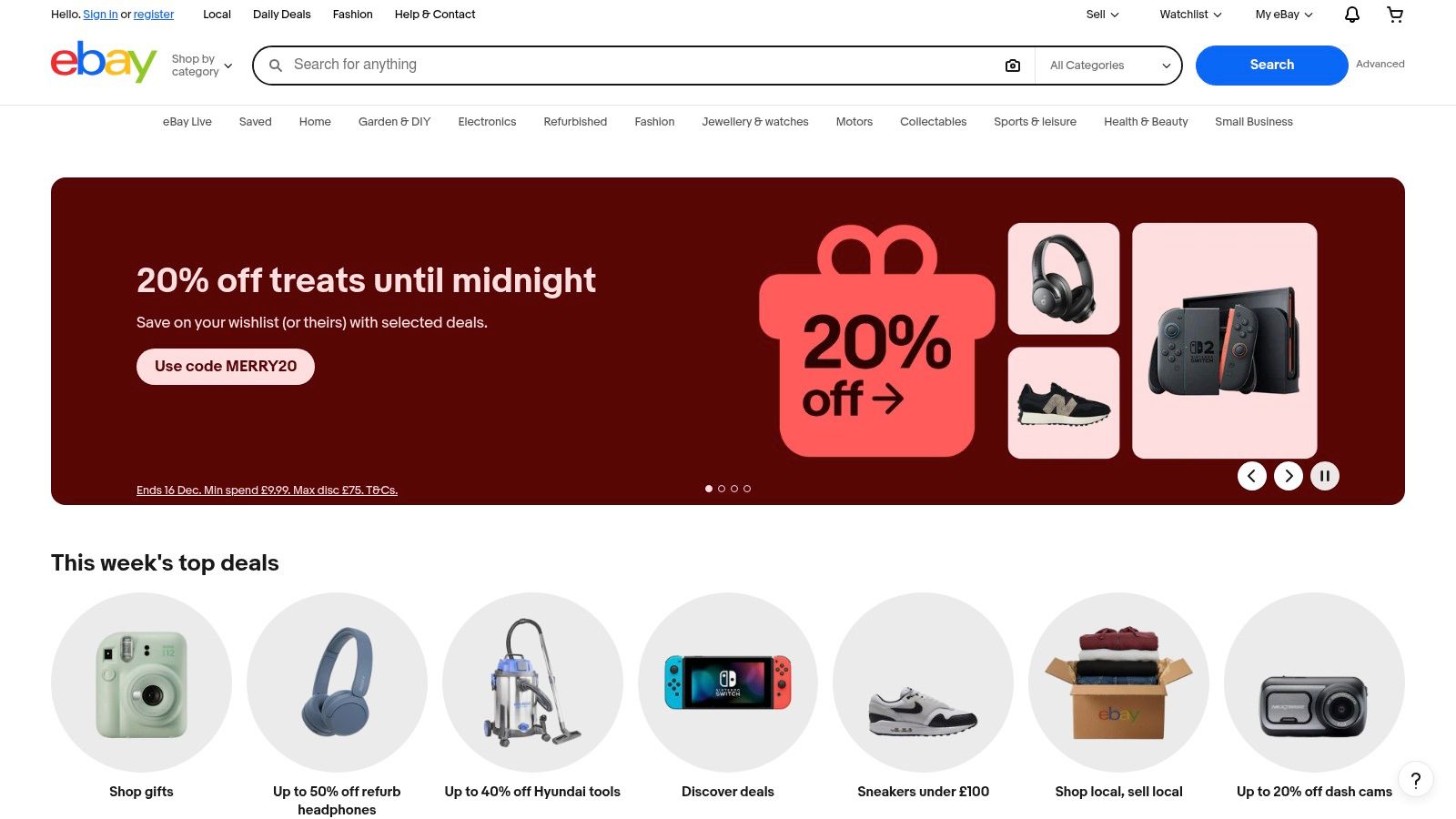 A screenshot of the eBay UK website showing various listings for wireless car chargers, highlighting deals and different conditions.