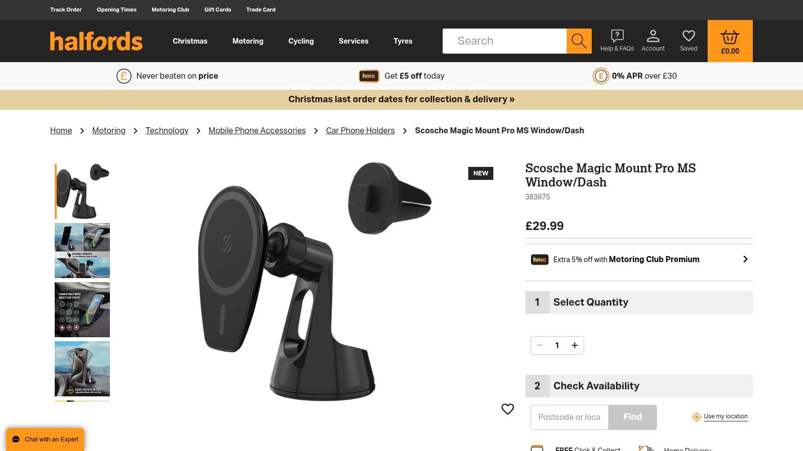 A person attaching a Scosche magnetic mount to a car dashboard.