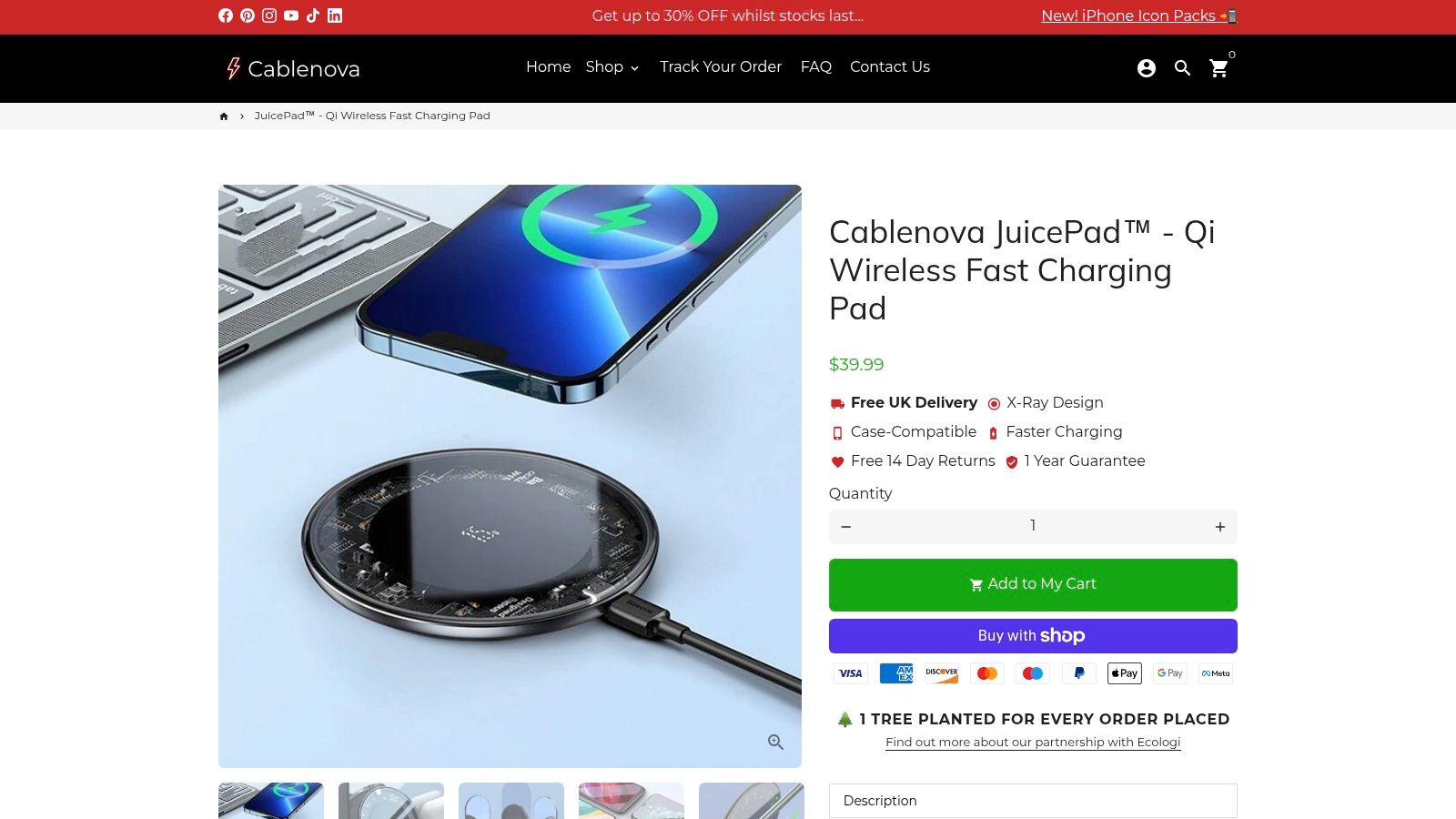 Cablenova JuicePad – Qi Wireless Fast Charging Pad