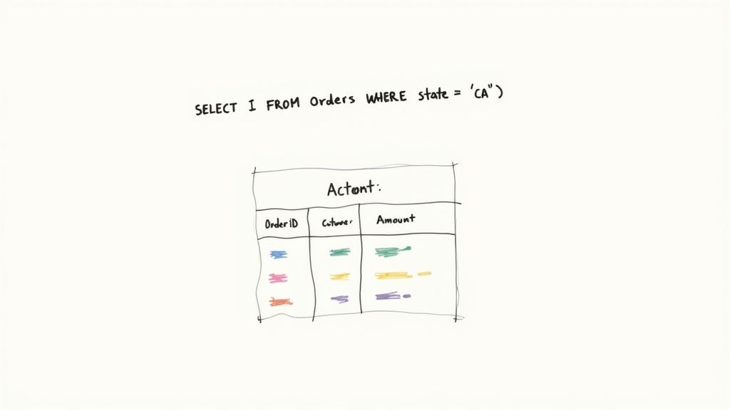 A person using a laptop with code on the screen, representing using SQL to communicate with a database