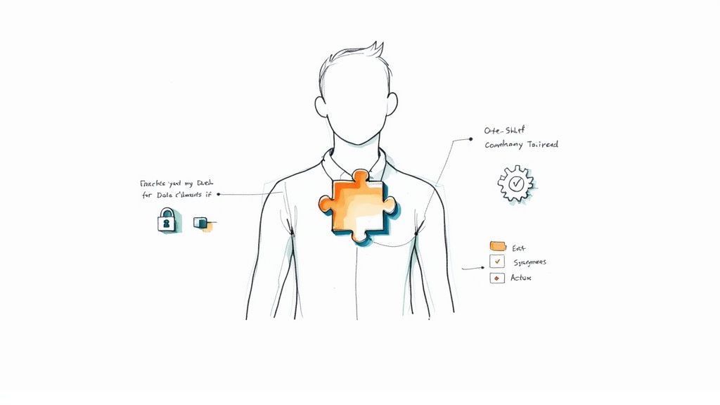 A woman working at her desk, brainstorming on a whiteboard.