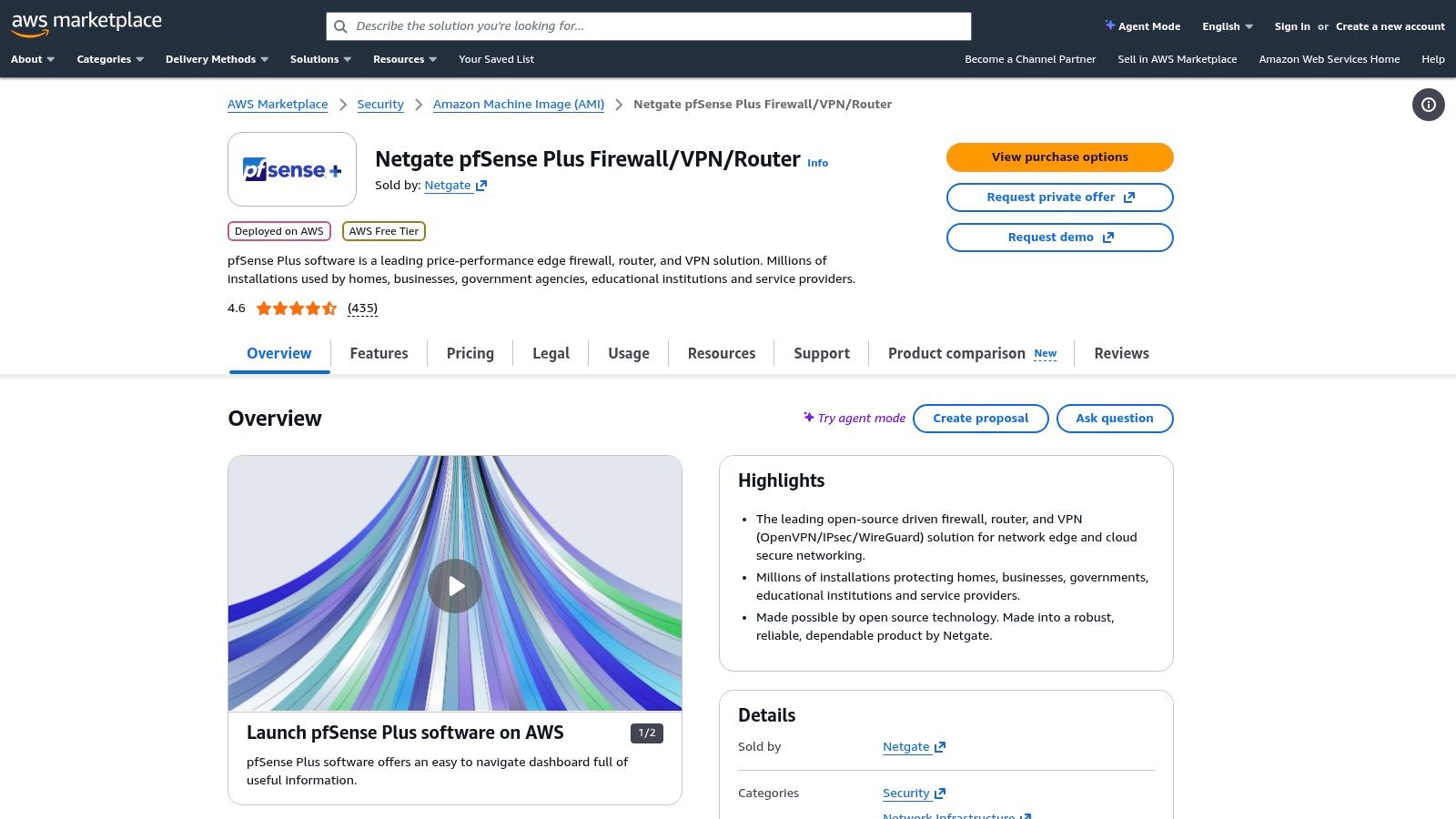 AWS Marketplace – pfSense Plus