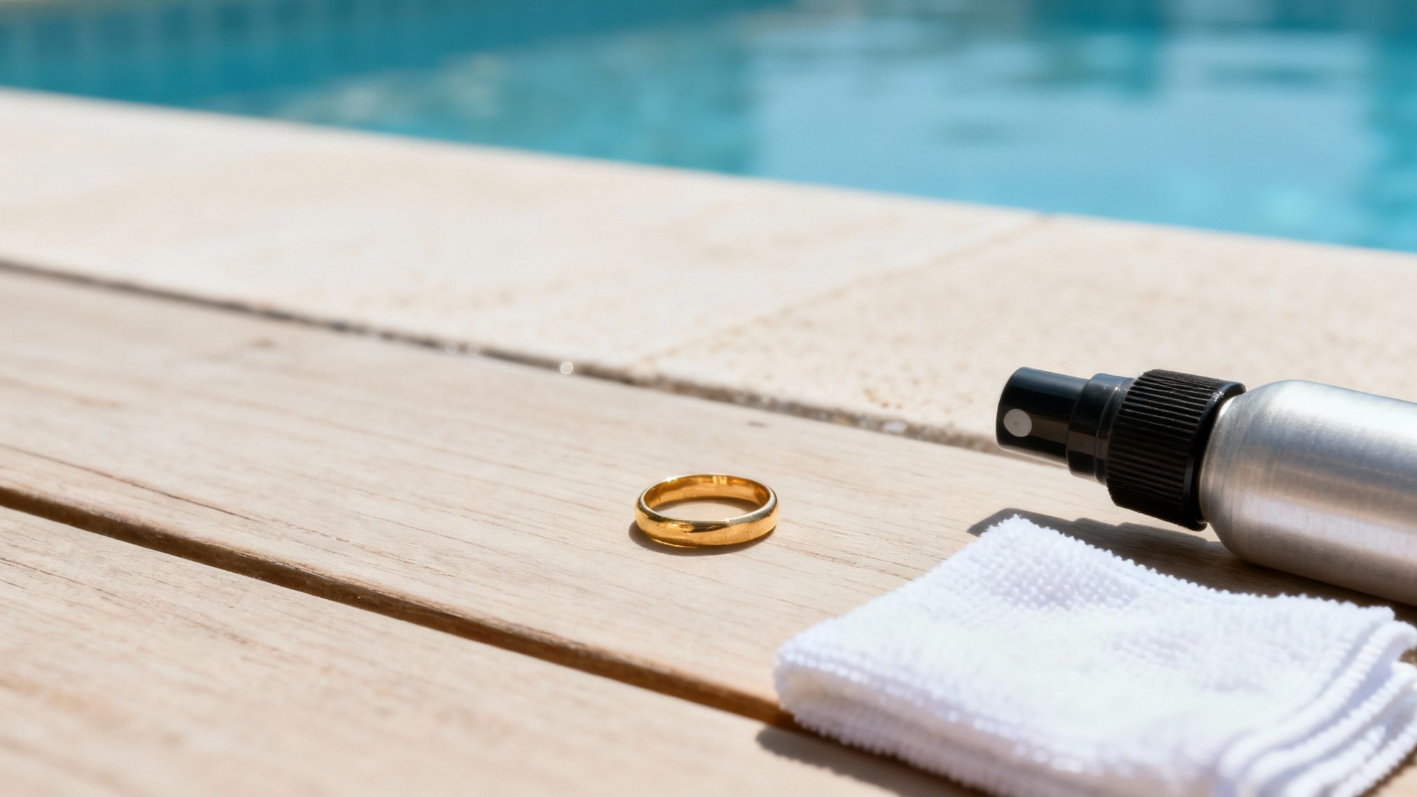 Close-up of a gold ring being cleaned