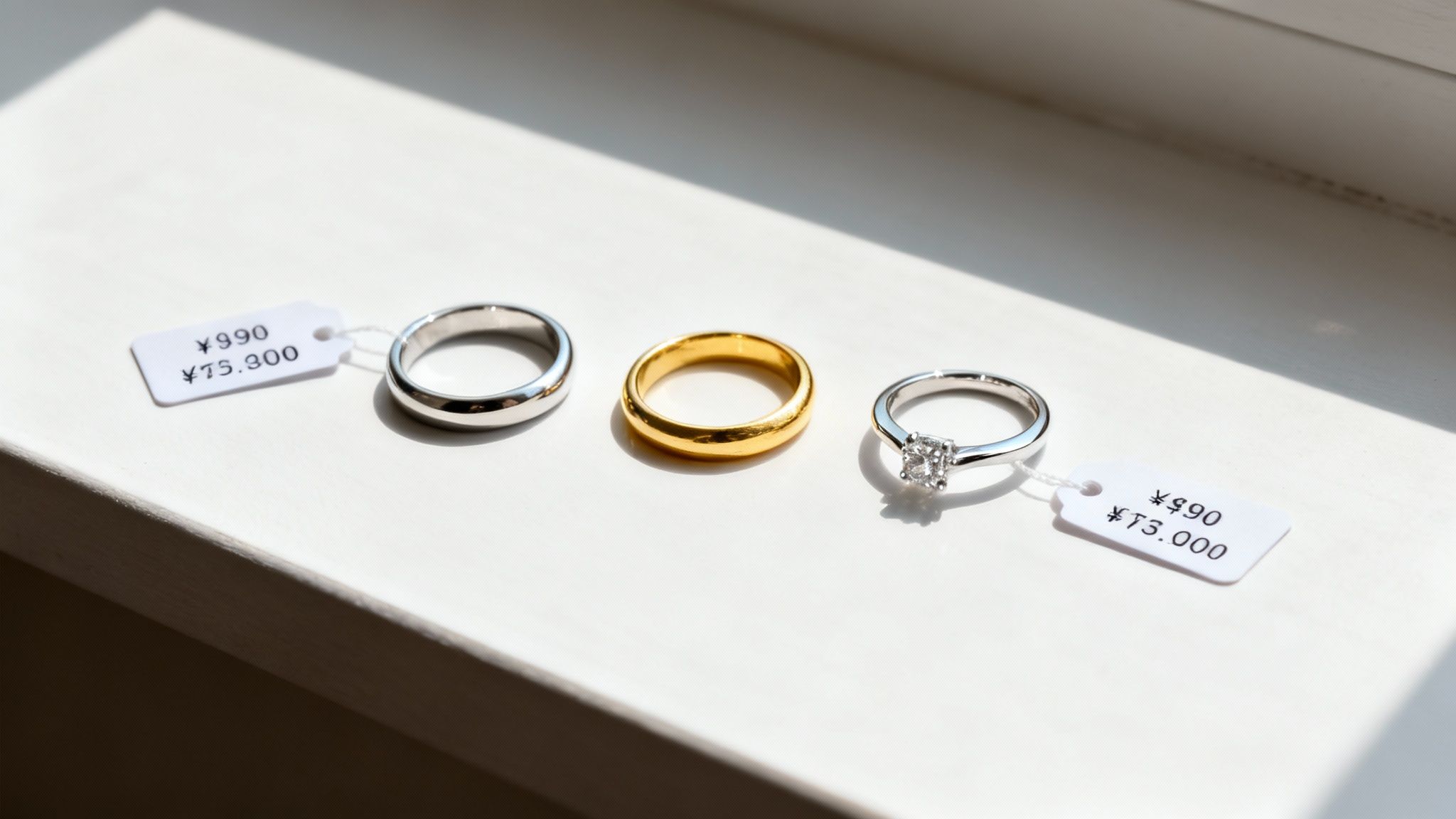 A jeweller's hands carefully measuring a silver ring with a sizing tool, showcasing the resizing process.