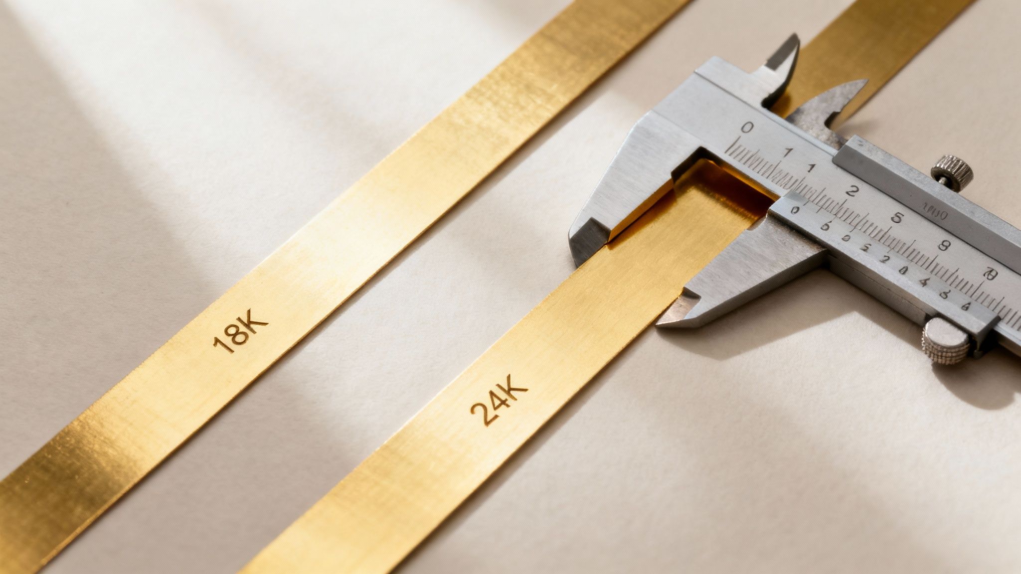 Gold plated jewellery shining on a surface