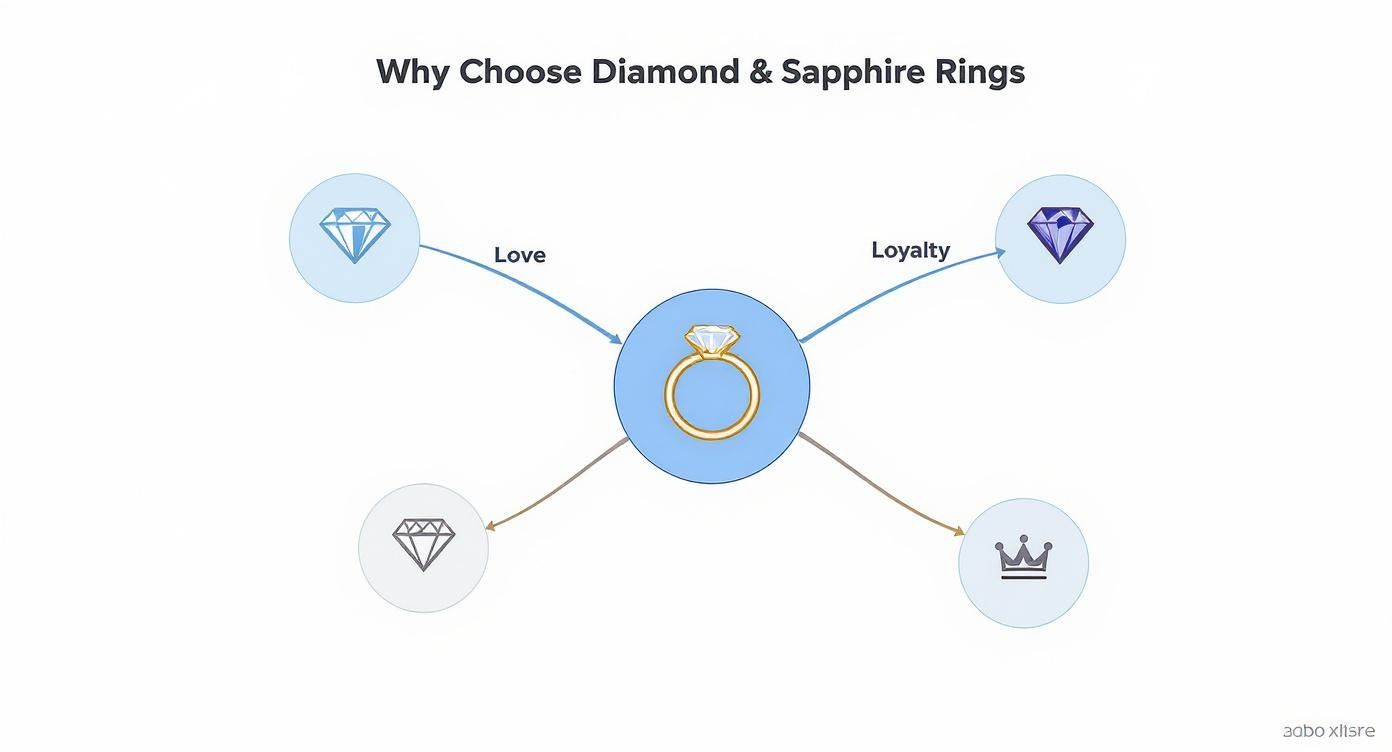 Infographic about diamond engagement rings with sapphire