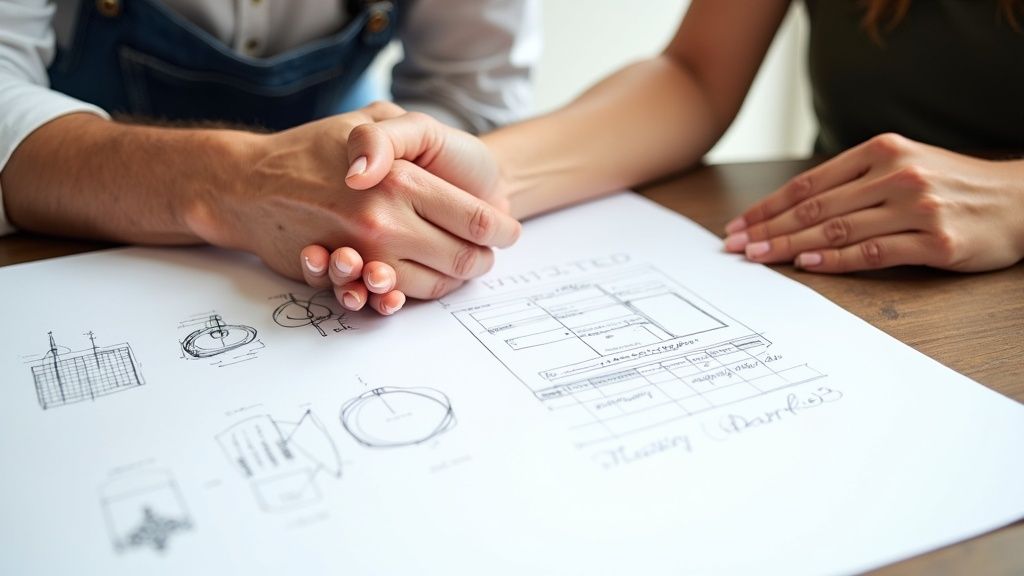 A jeweller presenting a finished custom ring to a client, symbolising the final stage of finding the right artisan.