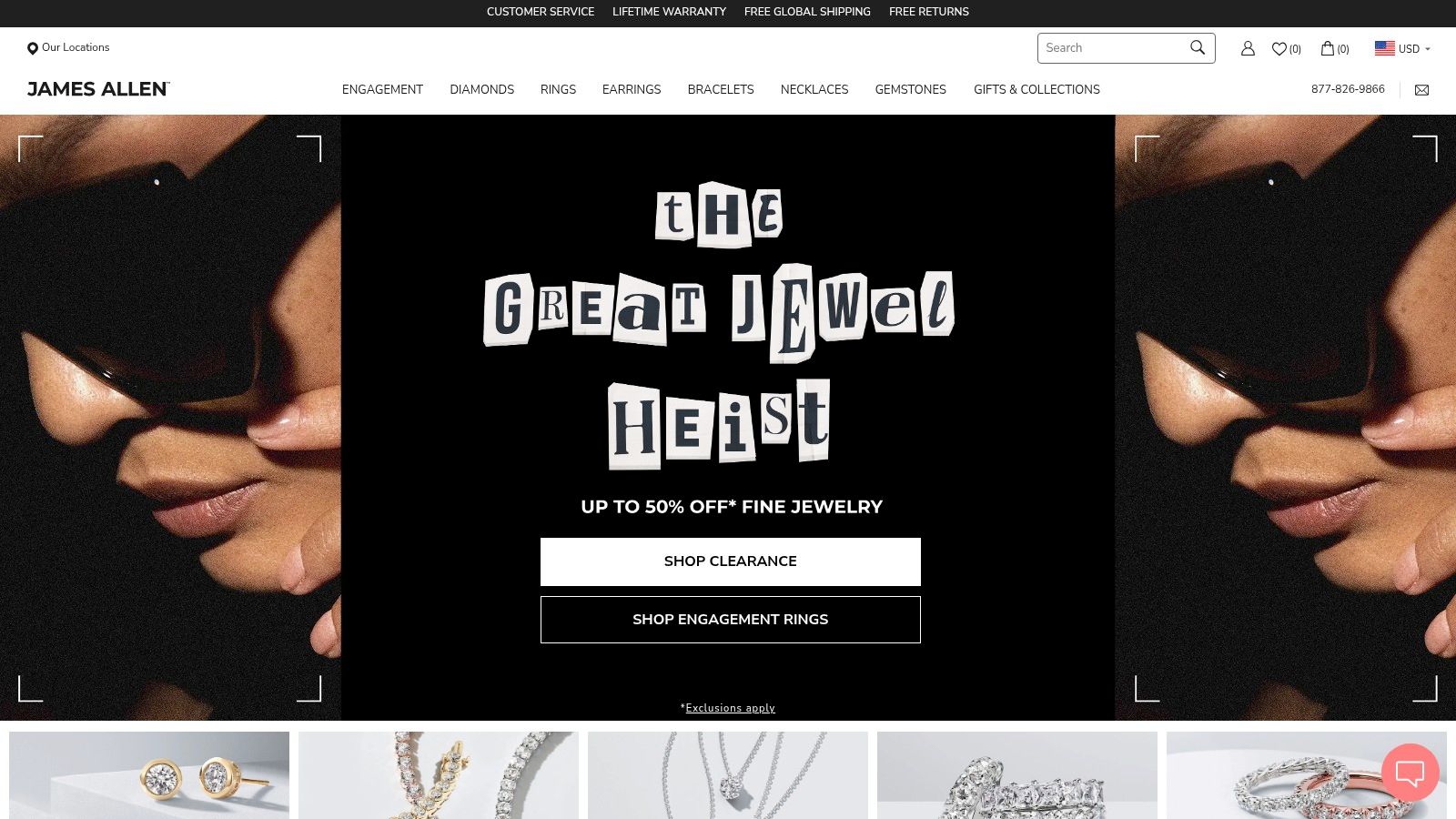 A classic solitaire engagement ring from James Allen, highlighting the clarity and brilliance of the diamond.