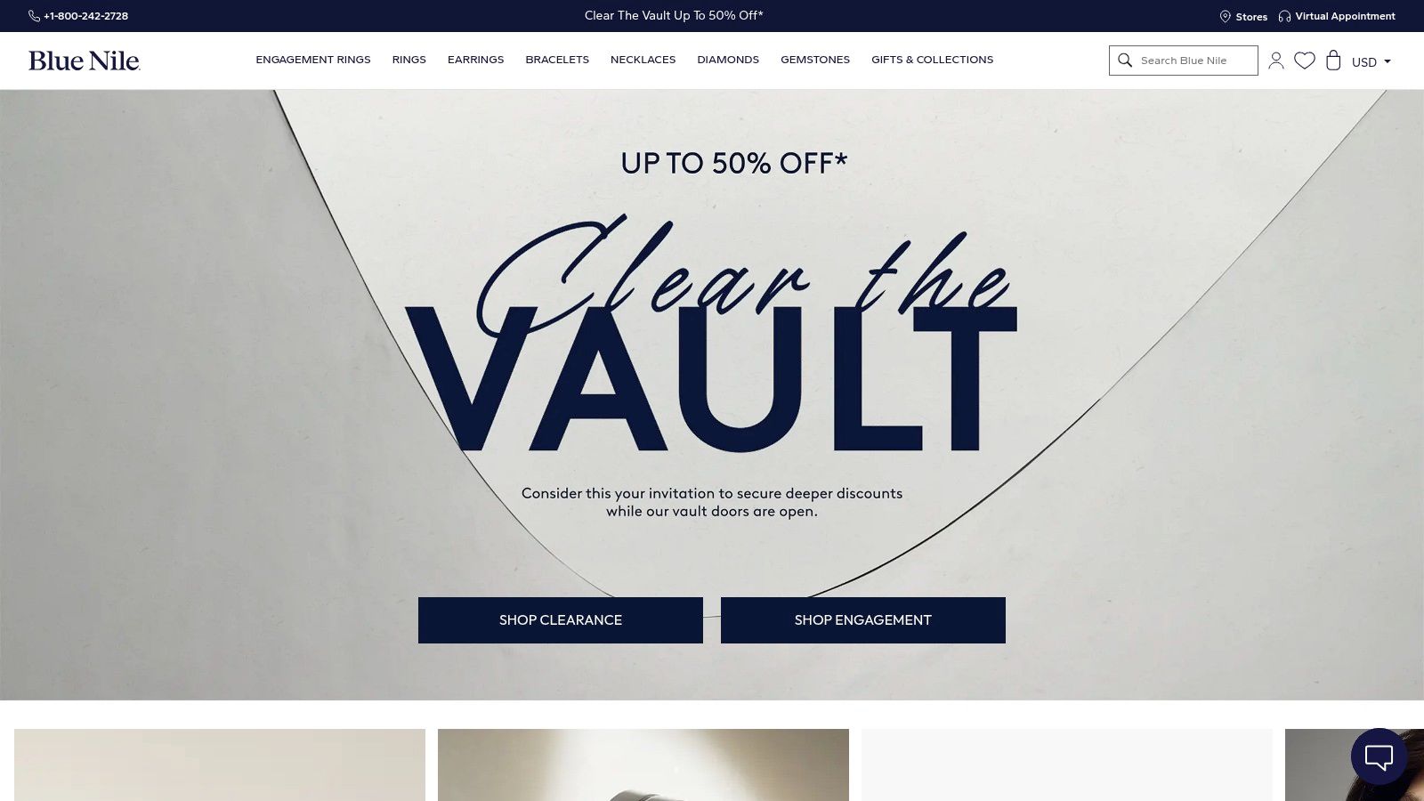 A selection of diamond engagement rings from Blue Nile, displayed to show various styles and the quality of their craftsmanship.