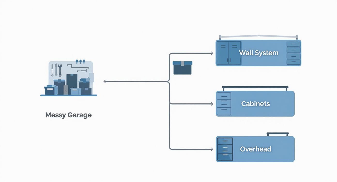 Infographic about best garage organization systems