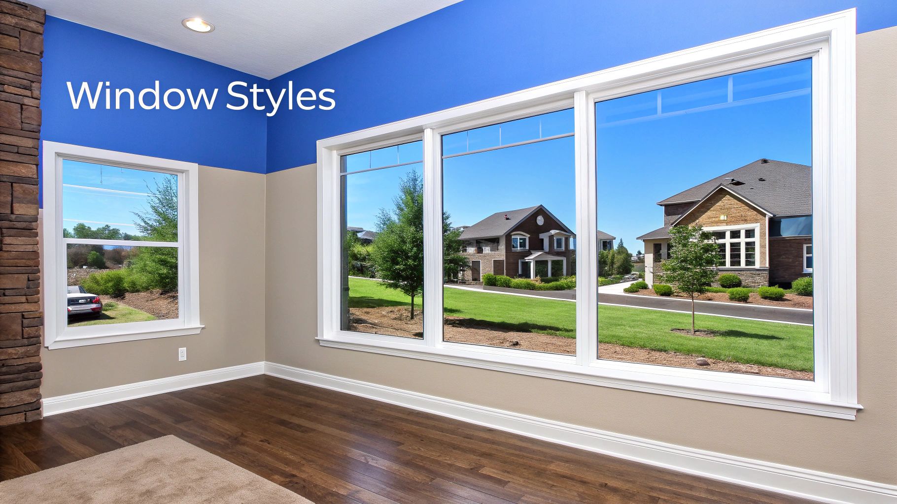 A bright, modern home interior showcasing large, stylish windows that let in abundant natural light.